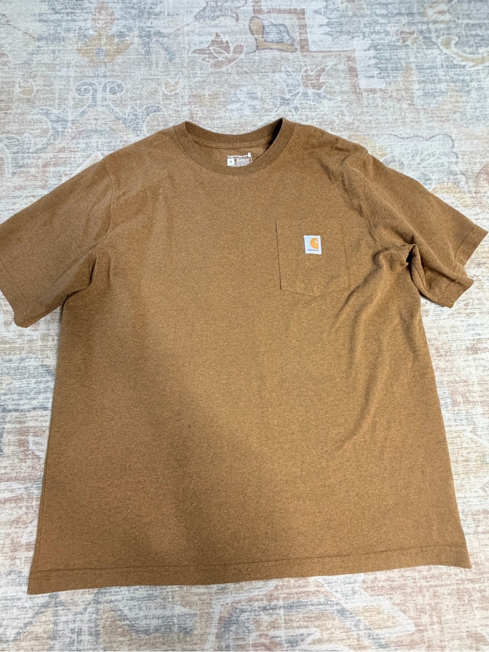 Carhartt Men's Brown Short-Sleeve Pocket Tee with Logo Patch